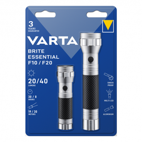 123408 Varta Φακοί Brite Essential Twin Pack F10/F20