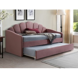 80-1528 Επενδυμένο καναπές μονό κρεβάτι Bella 90x200 με Βελούδο σε χρώμα Ροζ DIOMMI BELLAV90AR