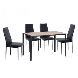 ΕΜ966,S1 JETTA-GABO Τραπεζαρία Κουζίνας Μέταλλο Βαφή Μαύρο, Τραπέζι Sonoma + 4 Καρέκλες Pvc Μαύρο