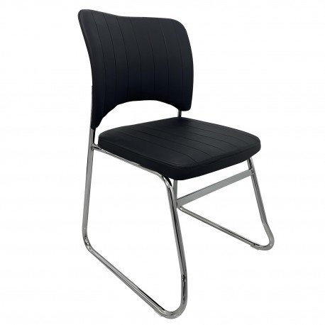 14960012 Καρέκλα Επισκέπτη COMFORTHUB Μαύρο/Χρώμιο PU/Μέταλλο 43x42x78cm Μαύρο/Ασημί