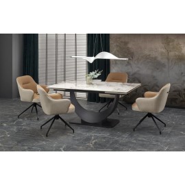 60-29242 FERNANDO extension table, white marble / black