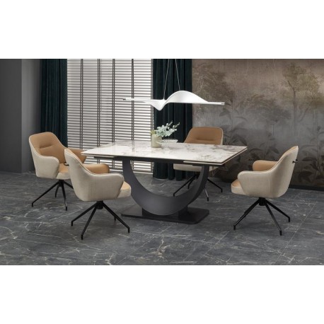 60-29242 FERNANDO extension table, white marble / black
