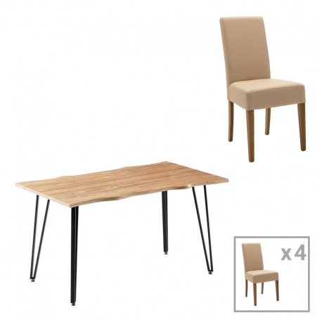 200-001078 Τραπεζαρία Ditta-Izzac pakoworld μόκα- sonoma140x80x76εκ