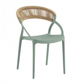 Ε3151,2 DORA Πολυθρόνα Στοιβαζόμενη, PP Πράσινο, Rope Wicker Φυσικό