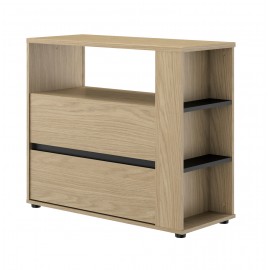 0201.GM54 Nael συρταριέρα με δυο συρτάρια  94x40x80εκ. Rookwood Oak  Rookwood Oak / Μαύρο 94x40εκ. Ύψος : 80εκ.