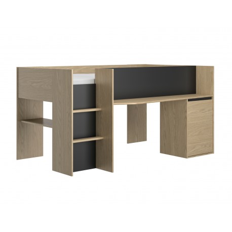 0101.GM42 Nael κρεβάτι πολυμορφικό 205x133x107εκ. Rookwood Oak / Μαύρο  Rookwood Oak / Μαύρο 205x133εκ. Ύψος : 107εκ