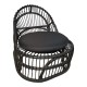 343-000094 Πολυθρόνα Tromso paakoworld pe rattan σε μαύρη απόχρωση με μαύρο μαξιλάρι 80x85x98εκ