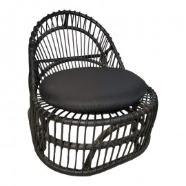 343-000094 Πολυθρόνα Tromso paakoworld pe rattan σε μαύρη απόχρωση με μαύρο μαξιλάρι 80x85x98εκ
