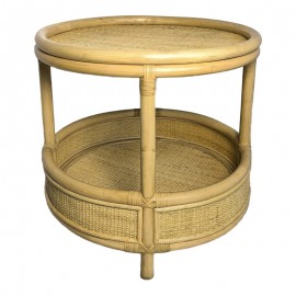 343-000093 Βοηθητικό τραπέζι Moody pakoworld pe rattan σε φυσική απόχρωση Φ55x51εκ