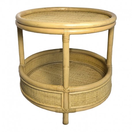 343-000093 Βοηθητικό τραπέζι Moody pakoworld pe rattan σε φυσική απόχρωση Φ55x51εκ