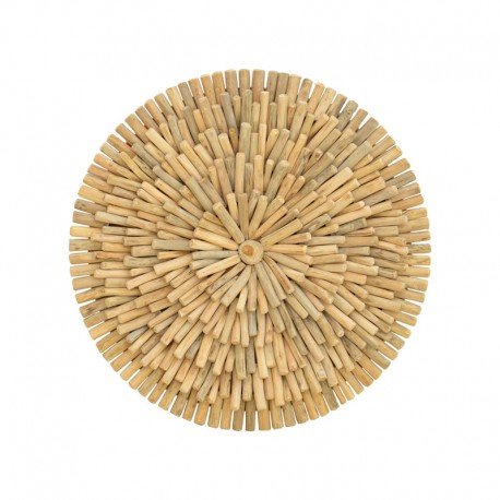 343-000103 Διακοσμητικό τοίχου Decofy Inart drift ξύλο σε φυσική απόχρωση Φ60x5εκ