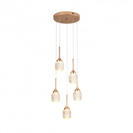 4077-5-Golden Inlight Κρεμαστό φωτιστικό LED 5*10W από χρυσαφί μέταλλο και ακρυλικό D:30x200cm (4077-5-Golden)