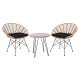 Ε283,S1 SALSA Coral Set Κήπου Μέταλλο Μαύρο - Γυαλί - Wicker Φυσικό: Τραπέζι+2 Πολυθρόνες