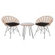 Ε283,S1 SALSA Coral Set Κήπου Μέταλλο Μαύρο - Γυαλί - Wicker Φυσικό: Τραπέζι+2 Πολυθρόνες