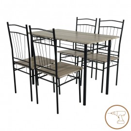 374-000002 Τραπεζαρία Roza II pakoworld σετ 5τμχ mdf σε γκρι απόχρωση με γκρι μεταλλικά πόδια 110x60x74εκ