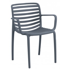 34342-251455 Dark Grey Στοιβαζόμενη Πολυθρόνα Πολυπροπυλένιου Με UV Προστασία