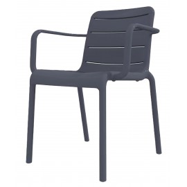 34344-251432 Dark Grey Στοιβαζόμενη Πολυθρόνα Πολυπροπυλένιου Με UV Προστασία