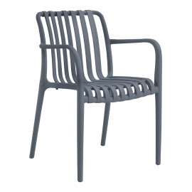 34346-251437 Dark Grey Στοιβαζόμενη Πολυθρόνα Πολυπροπυλένιου Με UV Προστασία
