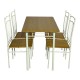 374-000001 Τραπεζαρία Roza II pakoworld σετ 5τμχ mdf σε φυσική απόχρωση με λευκά μεταλλικά πόδια 110x60x74εκ