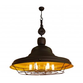77-3215 HL-300W-6P DRONE BROWN RUSTY & YELLOW PENDANT