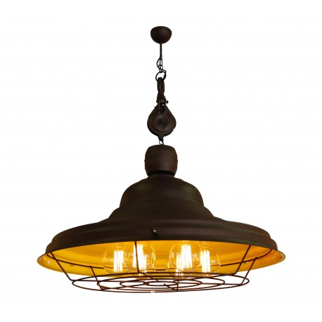 77-3215 HL-300W-6P DRONE BROWN RUSTY & YELLOW PENDANT