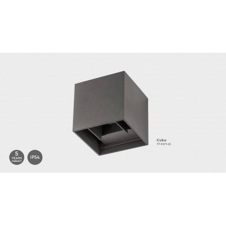 77-9271 SE-WLL-3K-DG CUBO LED WALL LAMP 5W*2 3000K DARK GREY BODY ALUMINIUM