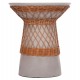 ΒΟΗΘΗΤΙΚΟ ΤΡΑΠΕΖΙ ΣΤΡΟΓΓΥΛΟ DELIA HM18167.03 FIBER CEMENT ΓΚΡΙ & RATTAN Φ40x45Υεκ