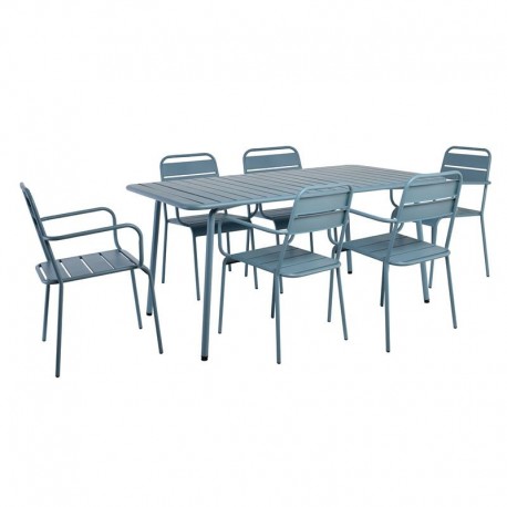Ε546,2S BRIO Slat Set Τραπεζαρία Κήπου -Βεράντας (6+1), Μέταλλο Βαφή Sandy Blue 5415C