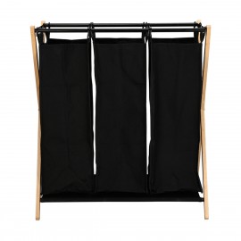 02-26967 ESTIA ΚΑΛΑΘΙ ΑΠΛΥΤΩΝ BAMBOO ESSENTIALS 102lt 3 ΘΕΣΕΩΝ 68x40x76cm ΜΑΥΡΟ