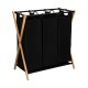 02-26967 ESTIA ΚΑΛΑΘΙ ΑΠΛΥΤΩΝ BAMBOO ESSENTIALS 102lt 3 ΘΕΣΕΩΝ 68x40x76cm ΜΑΥΡΟ