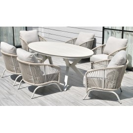 34460-25141 HARMONY Οβάλ Τραπεζαρία Σέτ Αλουμινίου ,Σέτ 7 Τεμαχίων 220 x 120 x 69(h)cm