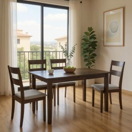091-000019 Tραπεζαρία επεκτεινόμενη Mabor-Dallan pakoworld ξύλο σε καρυδί απόχρωση 120-150x80x73,8εκ