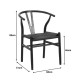 029-000344 Καρέκλα Wishbone pakoworld rubberwood-σχοινί σε μαύρη απόχρωση 60x51x80εκ