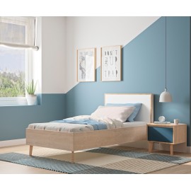0041.GM17 Larvik Κρεβάτι ημίδιπλο 128x208x93εκ. ( για στρώμα 120x200εκ. ) Blond Oak / White Blond Oak / White 128x208εκ. Ύψος : 