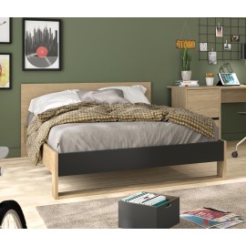 0041.GM70 Nael κρεβάτι διπλό 150x205x80εκ. ( για στρώμα 140x200εκ. )  Rookwood Oak / Μαύρο Rookwood Oak / Μαύρο 150x205εκ. Ύψος 