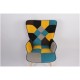 14770072 Πολυθρόνα ArteLibre BRIAR Κίτρινο/Μπλε Patchwork Ύφασμα/Ξύλο 73x69x96cm Μπλε/Κίτρινο