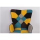 14770072 Πολυθρόνα ArteLibre BRIAR Κίτρινο/Μπλε Patchwork Ύφασμα/Ξύλο 73x69x96cm Μπλε/Κίτρινο