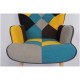 14770072 Πολυθρόνα ArteLibre BRIAR Κίτρινο/Μπλε Patchwork Ύφασμα/Ξύλο 73x69x96cm Μπλε/Κίτρινο
