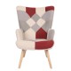 14770073 Πολυθρόνα ArteLibre BRIAR Μπορντό/Γκρι Patchwork Ύφασμα/Ξύλο 73x69x96cm Γκρι/Κόκκινο/Μπορντό