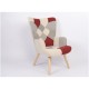 14770073 Πολυθρόνα ArteLibre BRIAR Μπορντό/Γκρι Patchwork Ύφασμα/Ξύλο 73x69x96cm Γκρι/Κόκκινο/Μπορντό