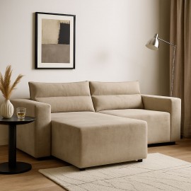 GR-SILV-M01 Silver Γωνιακός Καναπές Κρεβάτι με Αναστρέψιμη Γωνία Μπεζ 245x148x94cm