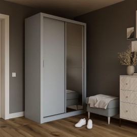 GR-LINEAMIR-3 Ντουλάπα Linea Γκρι με καθρέφτη 120x60x215cm