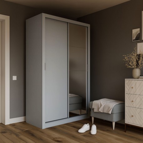 GR-LINEAMIR-3 Ντουλάπα Linea Γκρι με καθρέφτη 120x60x215cm