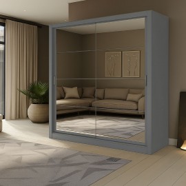 GR-REFLMIR-3 Ντουλάπα Reflex Γκρι με καθρέφτη 180x60x215cm