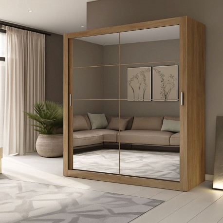 GR-REFLMIR-2 Ντουλάπα Reflex Χρυσό Δρυς με καθρέφτη 180x60x215cm
