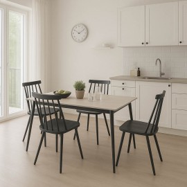 200-001260 Τραπεζαρία Aurora I-Gustas pakoworld σετ 5τεμ sintered stone-μαύρο 120x60x75εκ