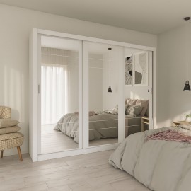GR-GRANDMIR-1 Ντουλάπα Grandio Λευκή με καθρέφτη 250x60x215cm