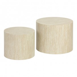 260-000034 Βοηθητικά τραπεζάκια 2τεμ Zonar  pakoworld MDF σε όψη τραβερτίνας