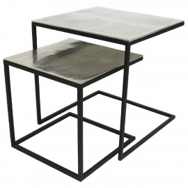 05151730 Τραπεζάκι ArteLibre Ασημί Αλουμίνιο 50x50x50cm Σετ 2Τμχ Ασημί