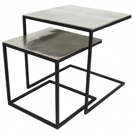 05151730 Τραπεζάκι ArteLibre Ασημί Αλουμίνιο 50x50x50cm Σετ 2Τμχ Ασημί